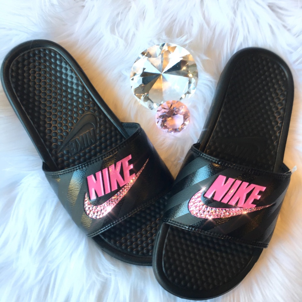 Bling Nike Benassi JDI Slides w Swarovski Crystals